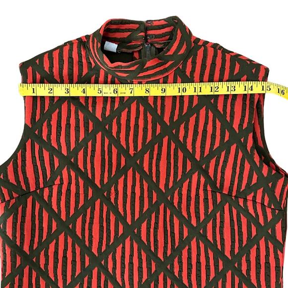 Vintage MOD Shift 60s Mod Geometric Mock Neck Sleeveless Dress/Top - Picture 6 of 7